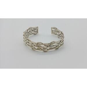 Sterling Silver Mexico 925 Cuff Bracelet Wire Weave 25g